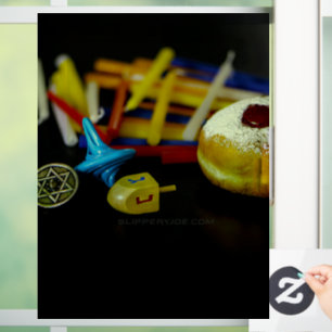 SlipperyJoe's Happy Hanukkah Star of David coin me Window Cling