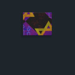 SlipperyJoe's Happy Hanukkah Star of David menorah Canvas Print<br><div class="desc">SlipperyJoe's Happy Hanukkah Star of David menorah Dreidel artistic Celebration Candles Jewish Hebrew Chanukah gifts decorations Judaism religion culture religious practices traditions geometric symbolic design depth contrast order symmetry</div>