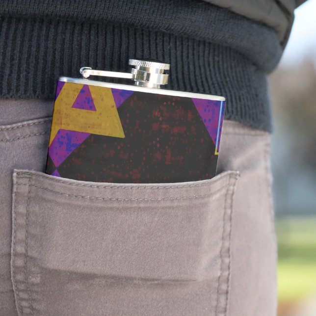 SlipperyJoe's Happy Hanukkah Star of David menorah Hip Flask (In Situ)