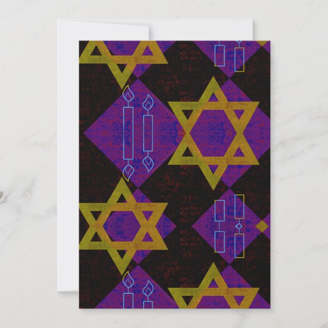 SlipperyJoe's Happy Hanukkah Star of David menorah Holiday Card (Front)