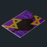 SlipperyJoe's Happy Hanukkah Star of David menorah Notebook<br><div class="desc">SlipperyJoe's Happy Hanukkah Star of David menorah Dreidel artistic Celebration Candles Jewish Hebrew Chanukah gifts decorations Judaism religion culture religious practices traditions geometric symbolic design depth contrast order symmetry</div>
