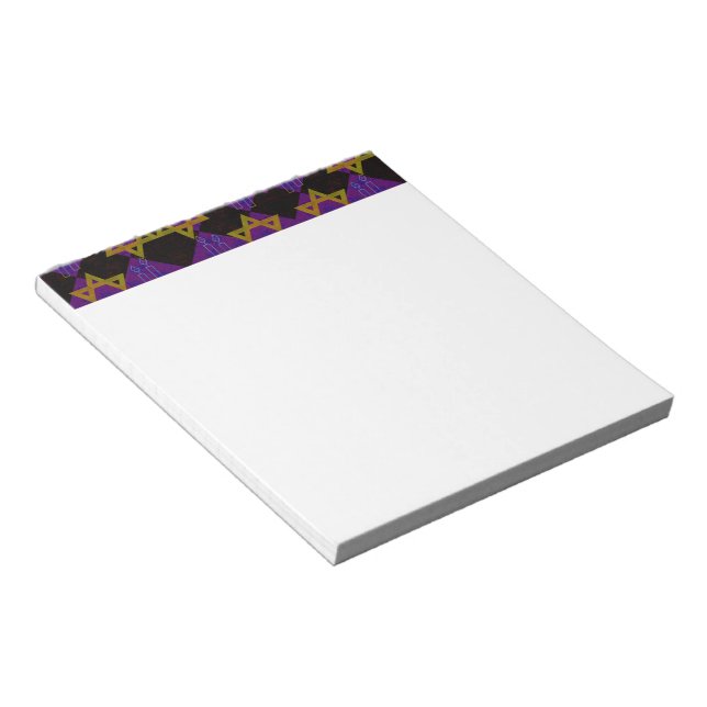 SlipperyJoe's Happy Hanukkah Star of David menorah Notepad (Angled)