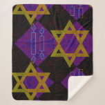 SlipperyJoe's Happy Hanukkah Star of David menorah Sherpa Blanket<br><div class="desc">SlipperyJoe's Happy Hanukkah Star of David menorah Dreidel artistic Celebration Candles Jewish Hebrew Chanukah gifts decorations Judaism religion culture religious practices traditions geometric symbolic design depth contrast order symmetry</div>