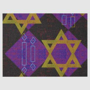 SlipperyJoe's Happy Hanukkah Star of David menorah Tissue Paper