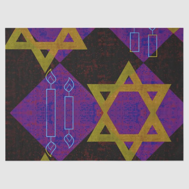 SlipperyJoe's Happy Hanukkah Star of David menorah Tissue Paper (Front)