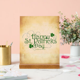 SlipperyJoe's Happy St. Patrick's Day holiday Iris Acrylic Sign