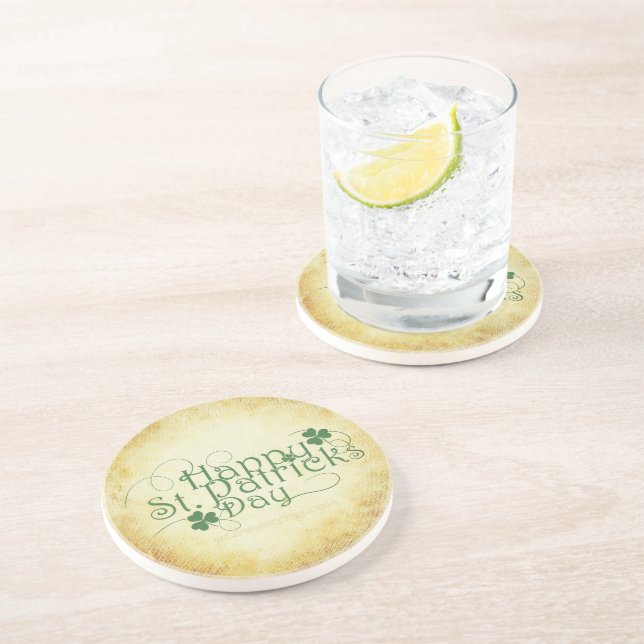 SlipperyJoe's Happy St. Patrick's Day holiday Iris Coaster (Side)