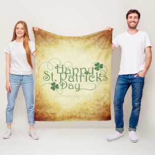 SlipperyJoe's Happy St. Patrick's Day holiday Iris Fleece Blanket