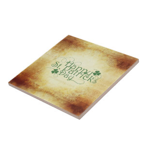 SlipperyJoe's Happy St. Patrick's Day holiday Iris Tile