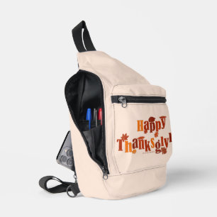 SlipperyJoe's Happy Thanksgiving autumn leaves ora Sling Bag