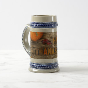 SlipperyJoe's Happy Thanksgiving pumpkin dried lea Beer Stein