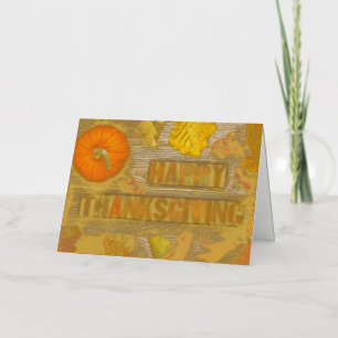SlipperyJoe's Happy Thanksgiving pumpkin dried lea Foil Holiday Card