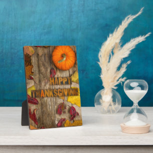 SlipperyJoe's Happy Thanksgiving pumpkin dried lea Plaque