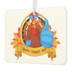 SlipperyJoe's Happy Turkey Day autumn leaves carto Air Freshener