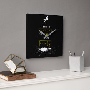 SlipperyJoe's high-contrast physics gag bold arrow Square Wall Clock