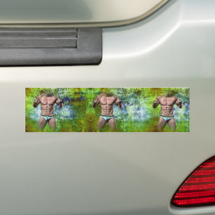 SlipperyJoe's highly muscular adult man shirtless  Bumper Sticker