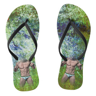 SlipperyJoe's highly muscular adult man shirtless  Flip Flops