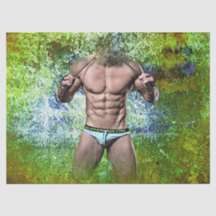 SlipperyJoe's highly muscular adult man shirtless Tissue Paper