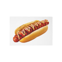 SlipperyJoe's hot dog nestled soft bun vibrant yel