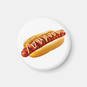 SlipperyJoe's hot dog nestled soft bun vibrant yel Magnet