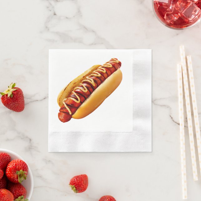 SlipperyJoe's hot dog nestled soft bun vibrant yel Napkin (Insitu)