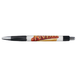 SlipperyJoe's hot dog nestled soft bun vibrant yel Pen