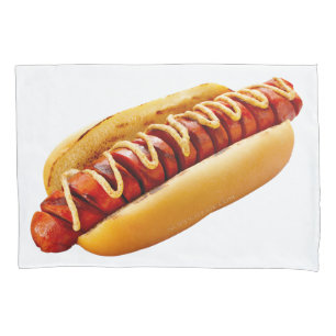 SlipperyJoe's hot dog nestled soft bun vibrant yel Pillowcase