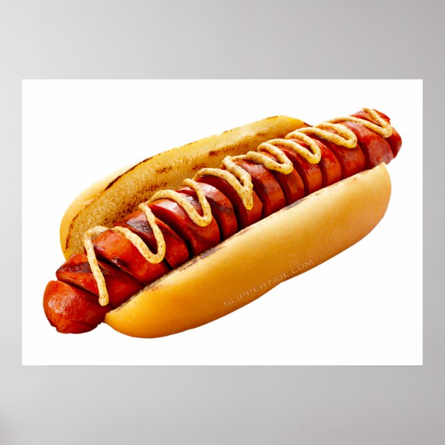SlipperyJoe's hot dog nestled soft bun vibrant yel Poster (Front)