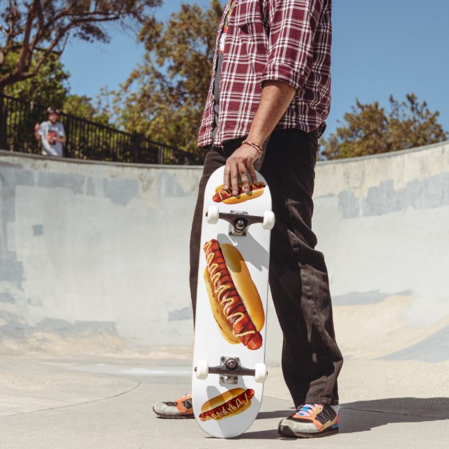 SlipperyJoe's hot dog nestled soft bun vibrant yel Skateboard (Outdoor 2)