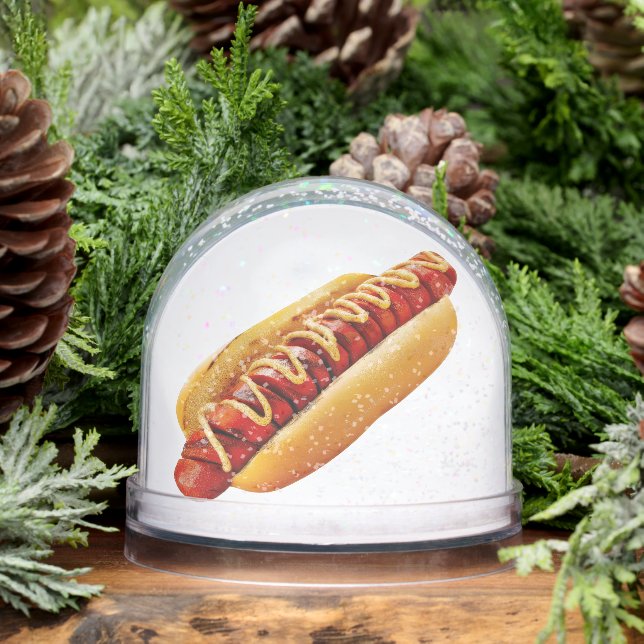 SlipperyJoe's hot dog nestled soft bun vibrant yel Snowglobe (Winter)