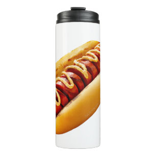 SlipperyJoe's hot dog nestled soft bun vibrant yel Thermal Tumbler
