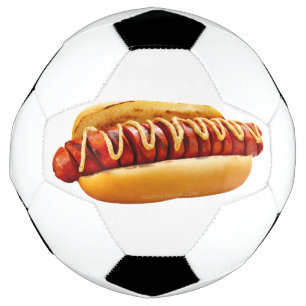 SlipperyJoe's Hotdog mustard sliced meat bun grill Soccer Ball