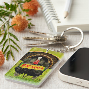 SlipperyJoe's humorous clever Thanksgiving theme t Keychain