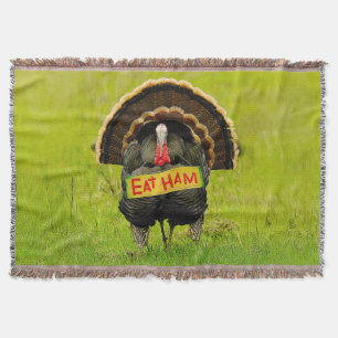SlipperyJoe's humorous clever Thanksgiving theme t Throw Blanket