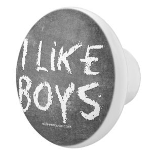 SlipperyJoe's I Like Boys dirty chalkboard dark te Ceramic Knob