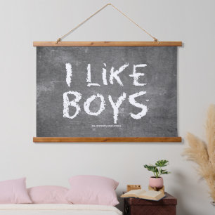 SlipperyJoe's I Like Boys dirty chalkboard dark te Hanging Tapestry
