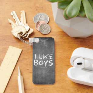 SlipperyJoe's I Like Boys dirty chalkboard dark te Keychain