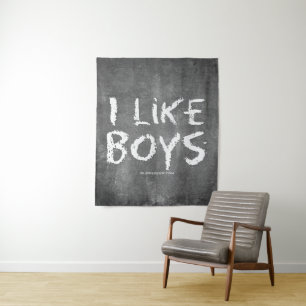 SlipperyJoe's I Like Boys dirty chalkboard dark te Tapestry