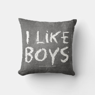 SlipperyJoe's I Like Boys dirty chalkboard dark te Throw Pillow