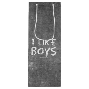 SlipperyJoe's I Like Boys dirty chalkboard dark te Wine Gift Bag