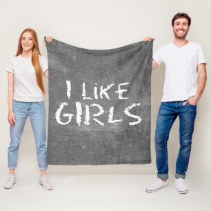 SlipperyJoe's I Like Girls dirty chalkboard dark t Fleece Blanket