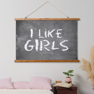 SlipperyJoe's I Like Girls dirty chalkboard dark t Hanging Tapestry
