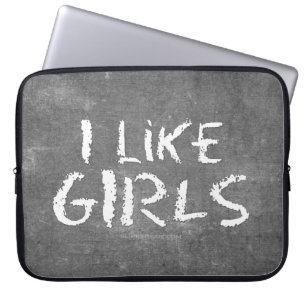 SlipperyJoe's I Like Girls dirty chalkboard dark t Laptop Sleeve