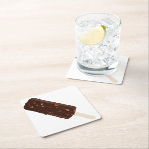 SlipperyJoe's Ice Cream Bar delicious chocolate co Square Paper Coaster