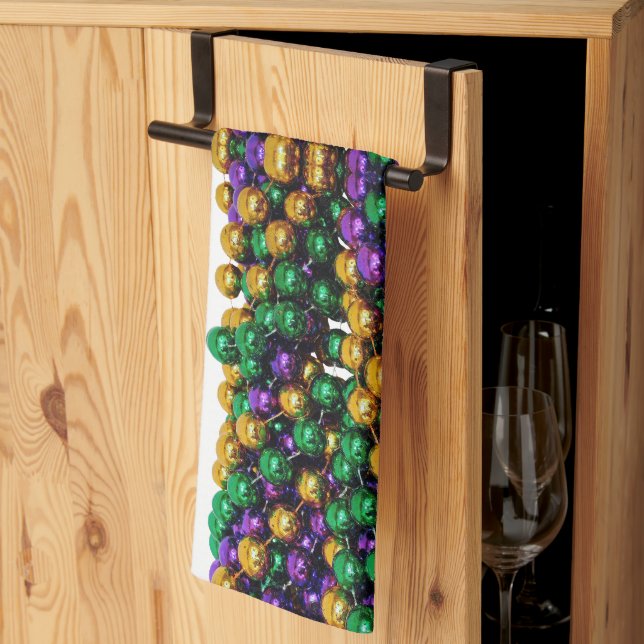 SlipperyJoe's iconic Mardi Gras–themed image elega Kitchen Towel (Thirds Fold)