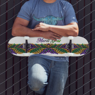 SlipperyJoe's iconic Mardi Gras–themed image elega Skateboard