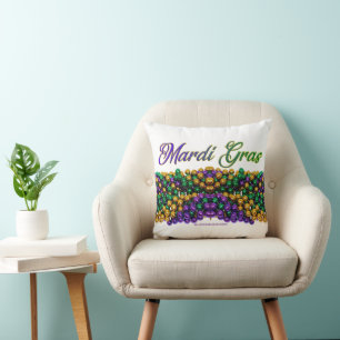 SlipperyJoe's iconic Mardi Gras–themed image elega Throw Pillow