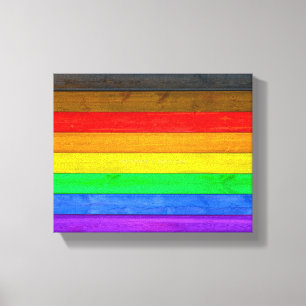 SlipperyJoe's Inclusive gay pride flag textured ru Canvas Print