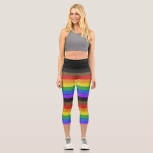 SlipperyJoe's Inclusive gay pride flag textured ru Capri Leggings