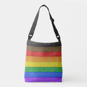 SlipperyJoe's Inclusive gay pride flag textured ru Crossbody Bag